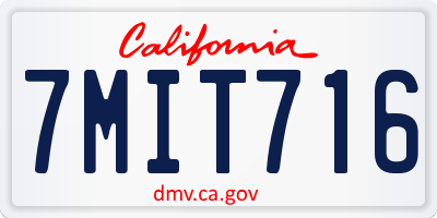 CA license plate 7MIT716