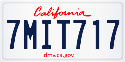 CA license plate 7MIT717