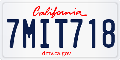 CA license plate 7MIT718