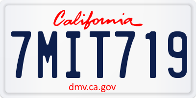 CA license plate 7MIT719