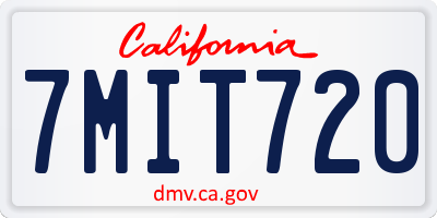 CA license plate 7MIT720