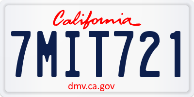 CA license plate 7MIT721