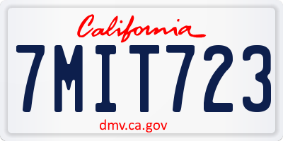 CA license plate 7MIT723