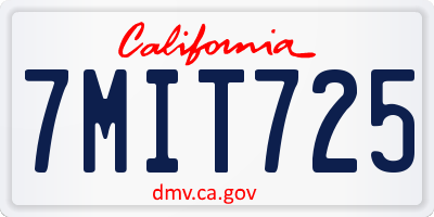 CA license plate 7MIT725