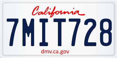 CA license plate 7MIT728