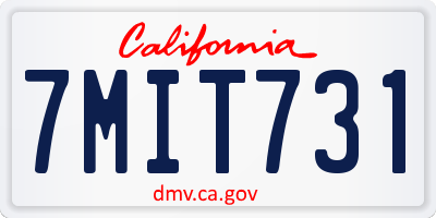 CA license plate 7MIT731