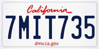 CA license plate 7MIT735