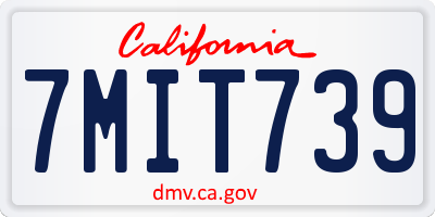 CA license plate 7MIT739