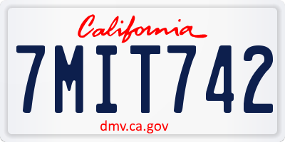 CA license plate 7MIT742
