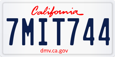 CA license plate 7MIT744
