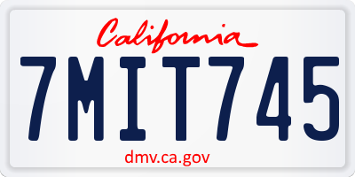 CA license plate 7MIT745