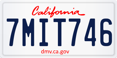 CA license plate 7MIT746