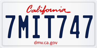 CA license plate 7MIT747