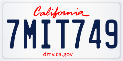 CA license plate 7MIT749