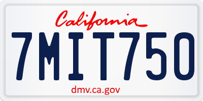 CA license plate 7MIT750