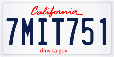 CA license plate 7MIT751
