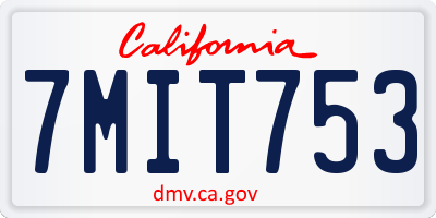 CA license plate 7MIT753