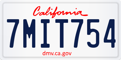 CA license plate 7MIT754