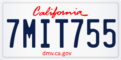 CA license plate 7MIT755