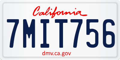 CA license plate 7MIT756