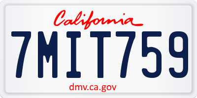 CA license plate 7MIT759