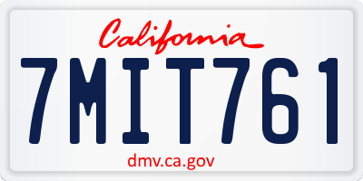CA license plate 7MIT761