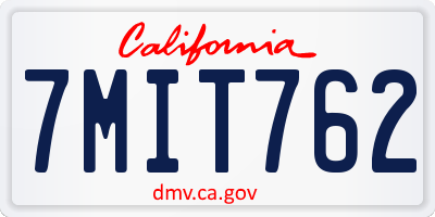 CA license plate 7MIT762