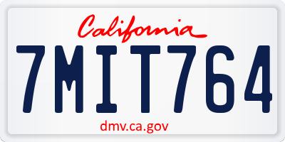 CA license plate 7MIT764