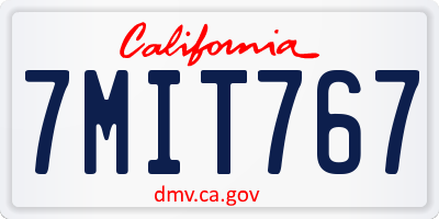 CA license plate 7MIT767