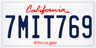CA license plate 7MIT769