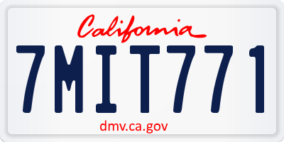 CA license plate 7MIT771