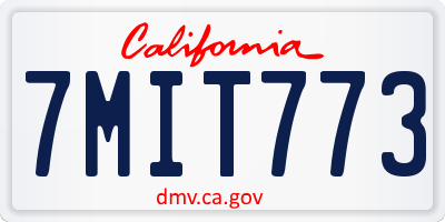CA license plate 7MIT773
