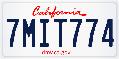 CA license plate 7MIT774