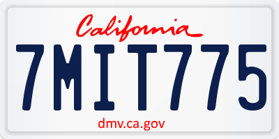 CA license plate 7MIT775
