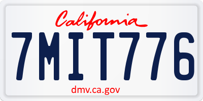 CA license plate 7MIT776