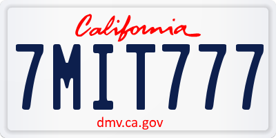 CA license plate 7MIT777