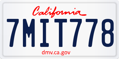 CA license plate 7MIT778