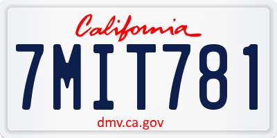 CA license plate 7MIT781