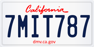 CA license plate 7MIT787