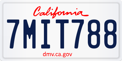CA license plate 7MIT788