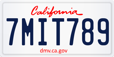 CA license plate 7MIT789