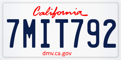 CA license plate 7MIT792