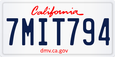 CA license plate 7MIT794