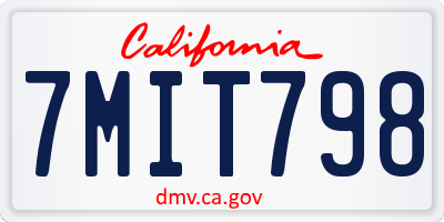 CA license plate 7MIT798