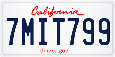 CA license plate 7MIT799