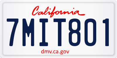 CA license plate 7MIT801