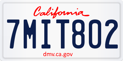 CA license plate 7MIT802