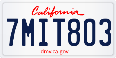 CA license plate 7MIT803