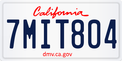 CA license plate 7MIT804