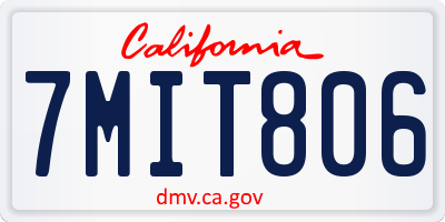 CA license plate 7MIT806
